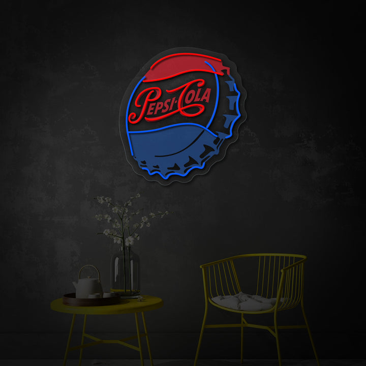 "Pep Cola Bottle Caps" UV Print LED Neon Sign