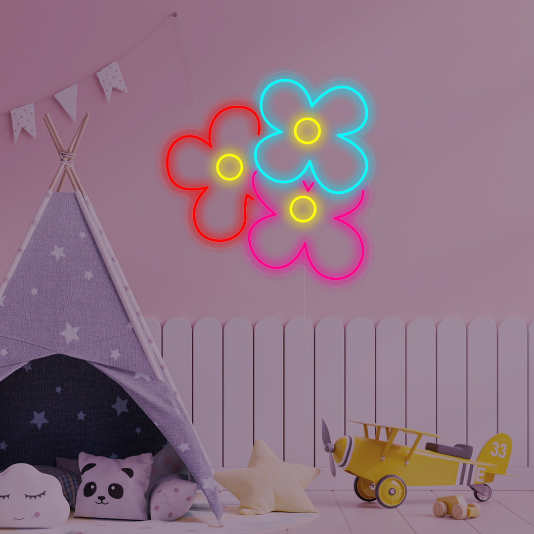 "Popping Daisy Flower, Kids Room Decor" Neon Sign