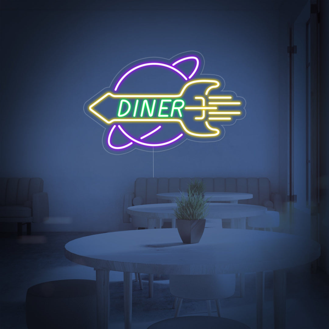 "ROCKET Rocket Diner" Neon Sign