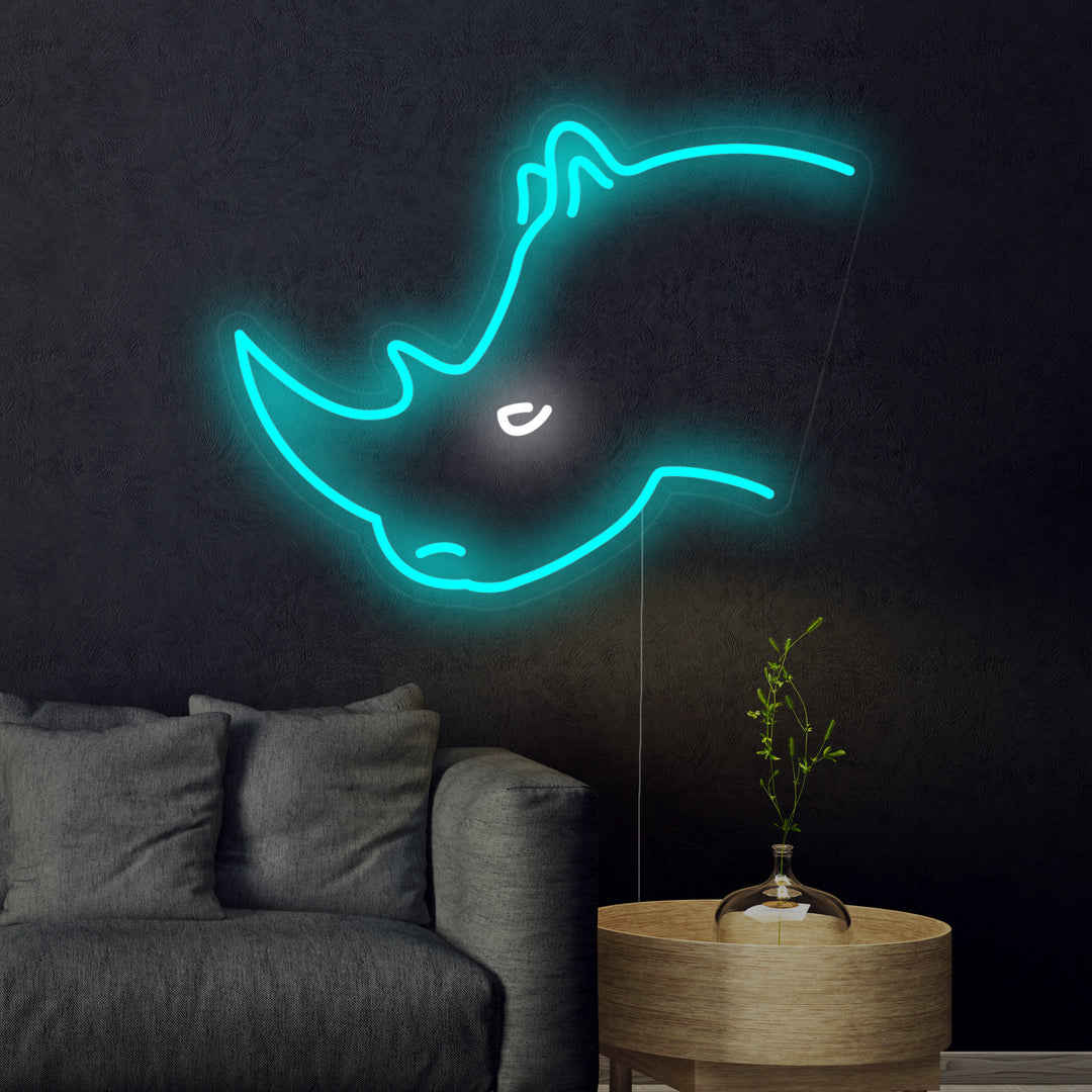 "Rhino Head" Neon Sign