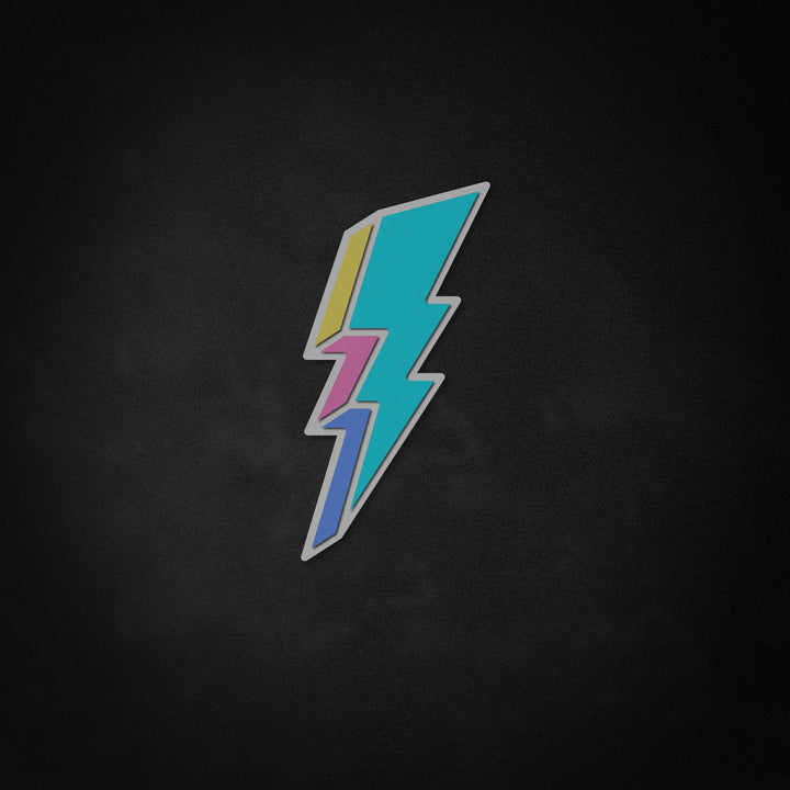 "Rock And Roll Symbol, Lightning Patch" Neon Like Sign