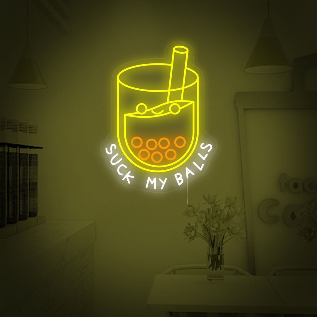 "Suck my balls Boba Tea Boba Lovers" Neon Sign