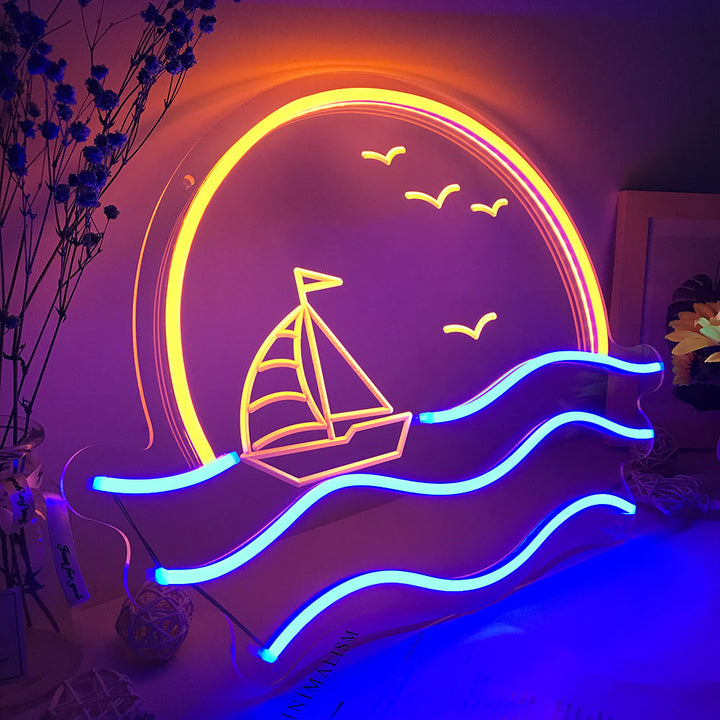 "Sunrise Sunset, Sea Wave" Mini Neon Sign