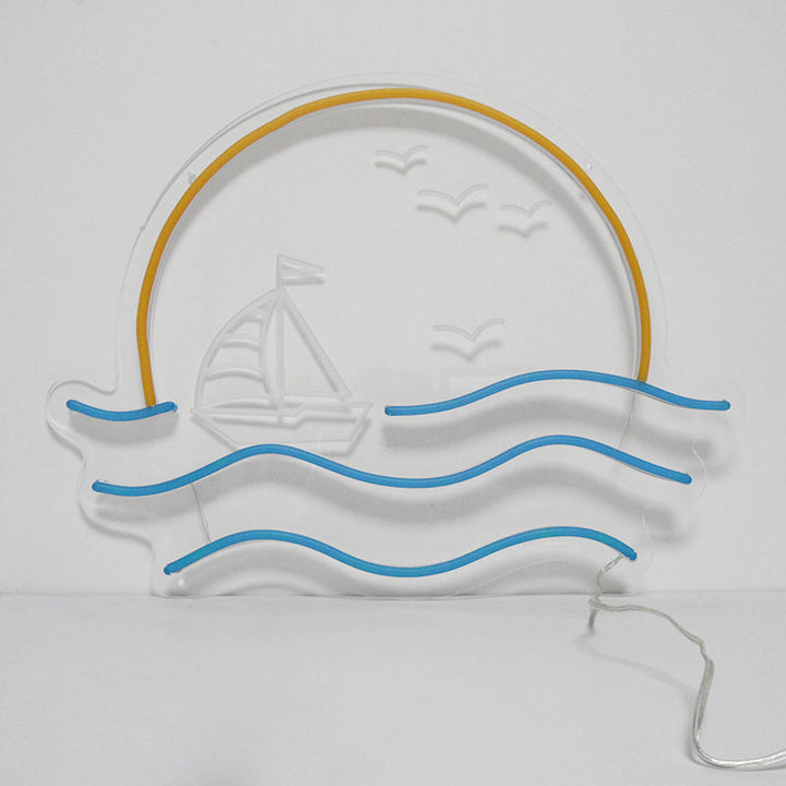 "Sunrise Sunset, Sea Wave" Mini Neon Sign
