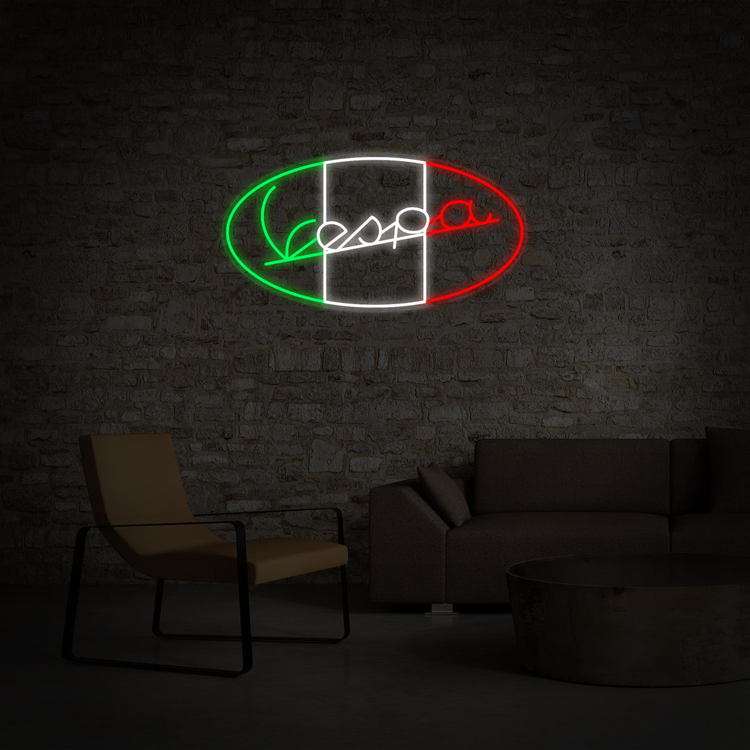 "Vespa Italian Motorcycle Logo" Neon Sign