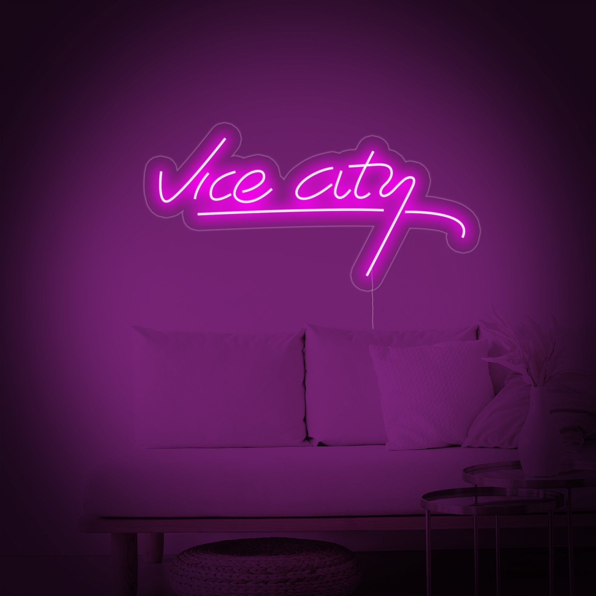 Bright Pink / White Vice City LED Night Light Room Wall Decoration shops