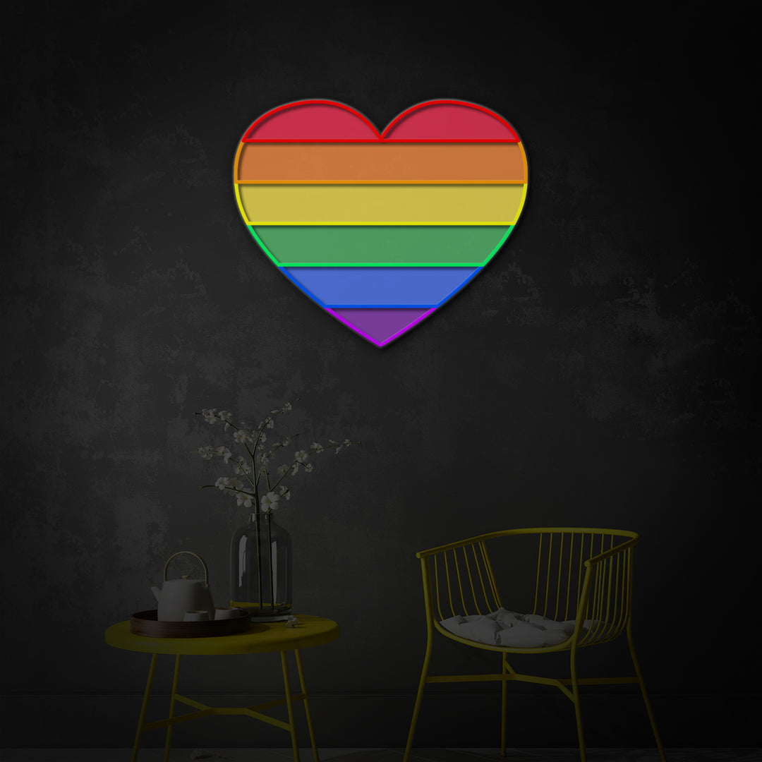 "LGBT Pride Heart" LED Neon Sign