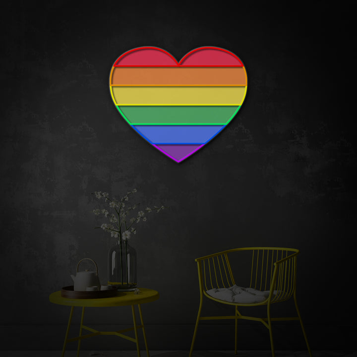 "LGBT Pride Heart" LED Neon Sign