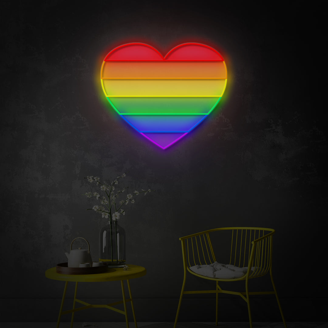 "LGBT Pride Heart" LED Neon Sign