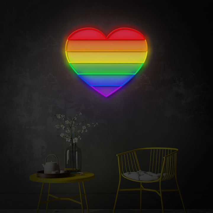 "LGBT Pride Heart" LED Neon Sign