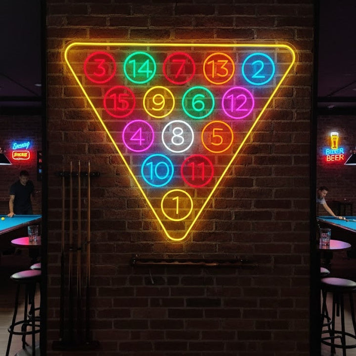 "15 Ball Billiards Pool" Neon Sign