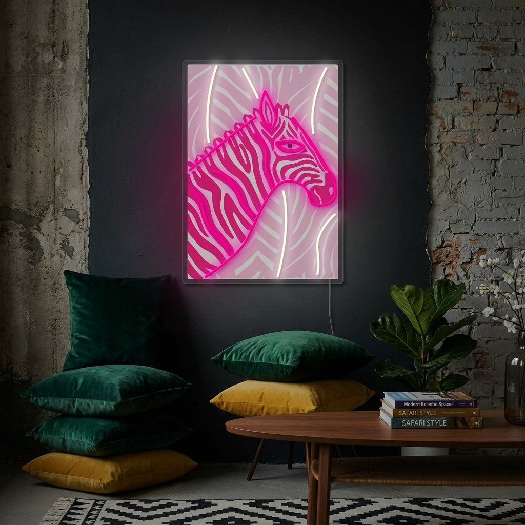 "Hot Pink Zebra" Neon Sign