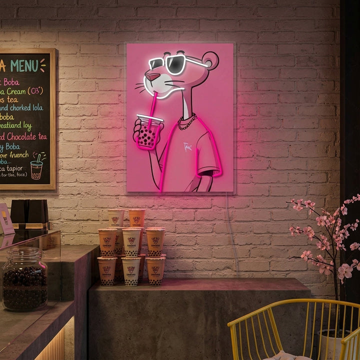 "Cool Panther Boba Vibes" Neon Sign