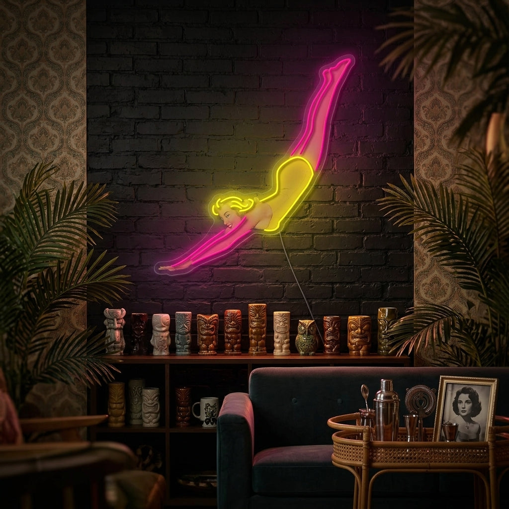 "Retro Diving Lady" Neon Sign