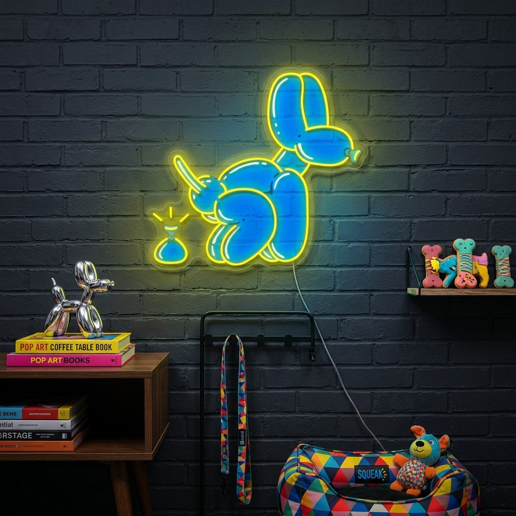 "Balloon Dog Poop Joke" Neon Sign