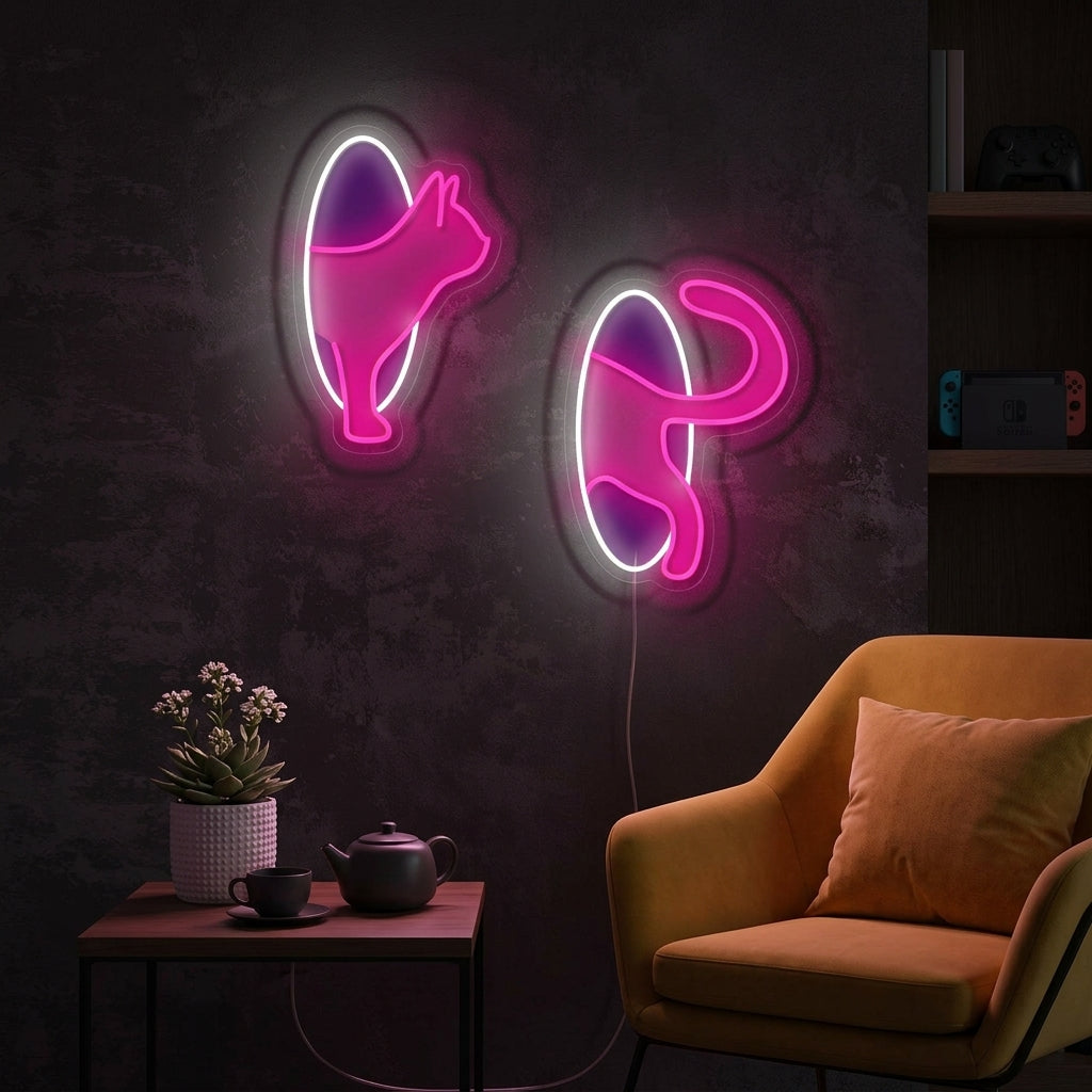 "Cat in Portal" Neon Sign