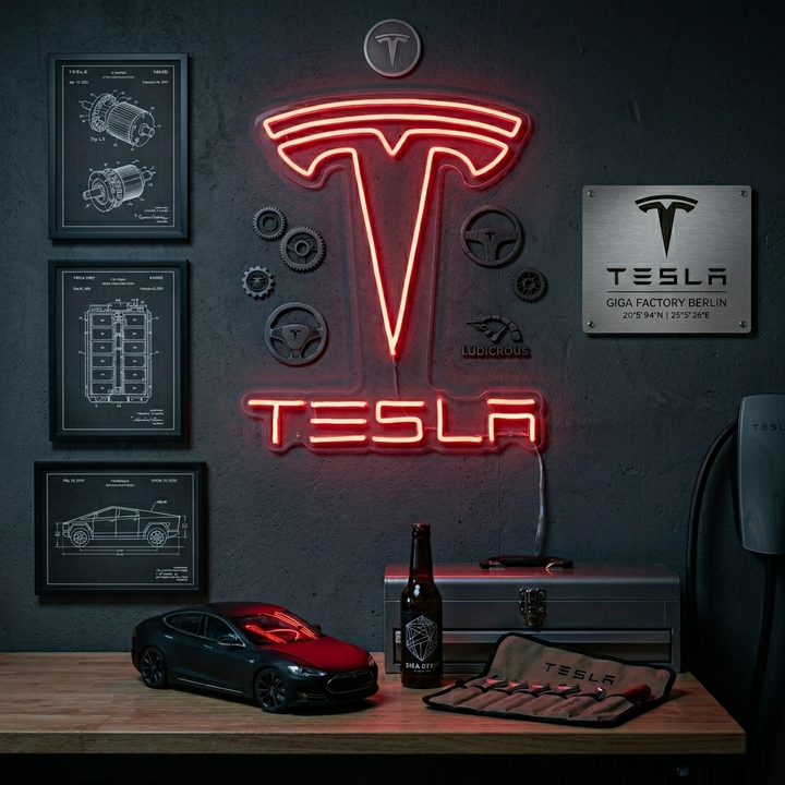 "Tesla Man Cave" Neon Sign