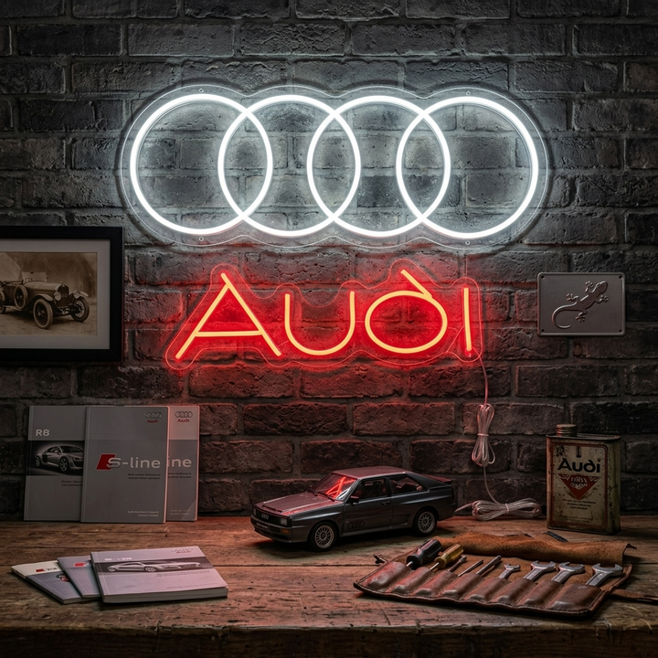 "Aud Car Four Circles" Neon Sign