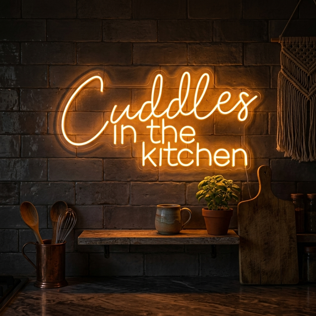 "Cuddles in the Kitchen" Neon Sign