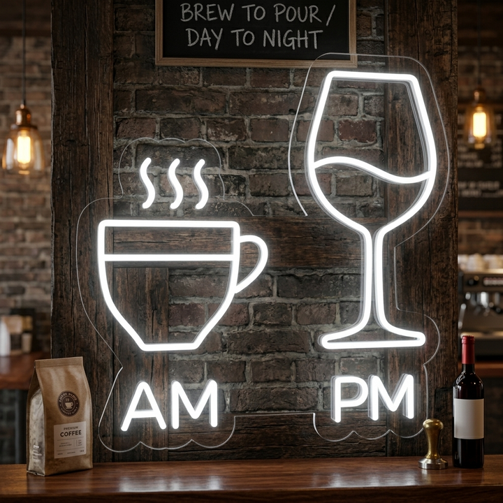 "Am Coffee Pm Wine" Neon Sign