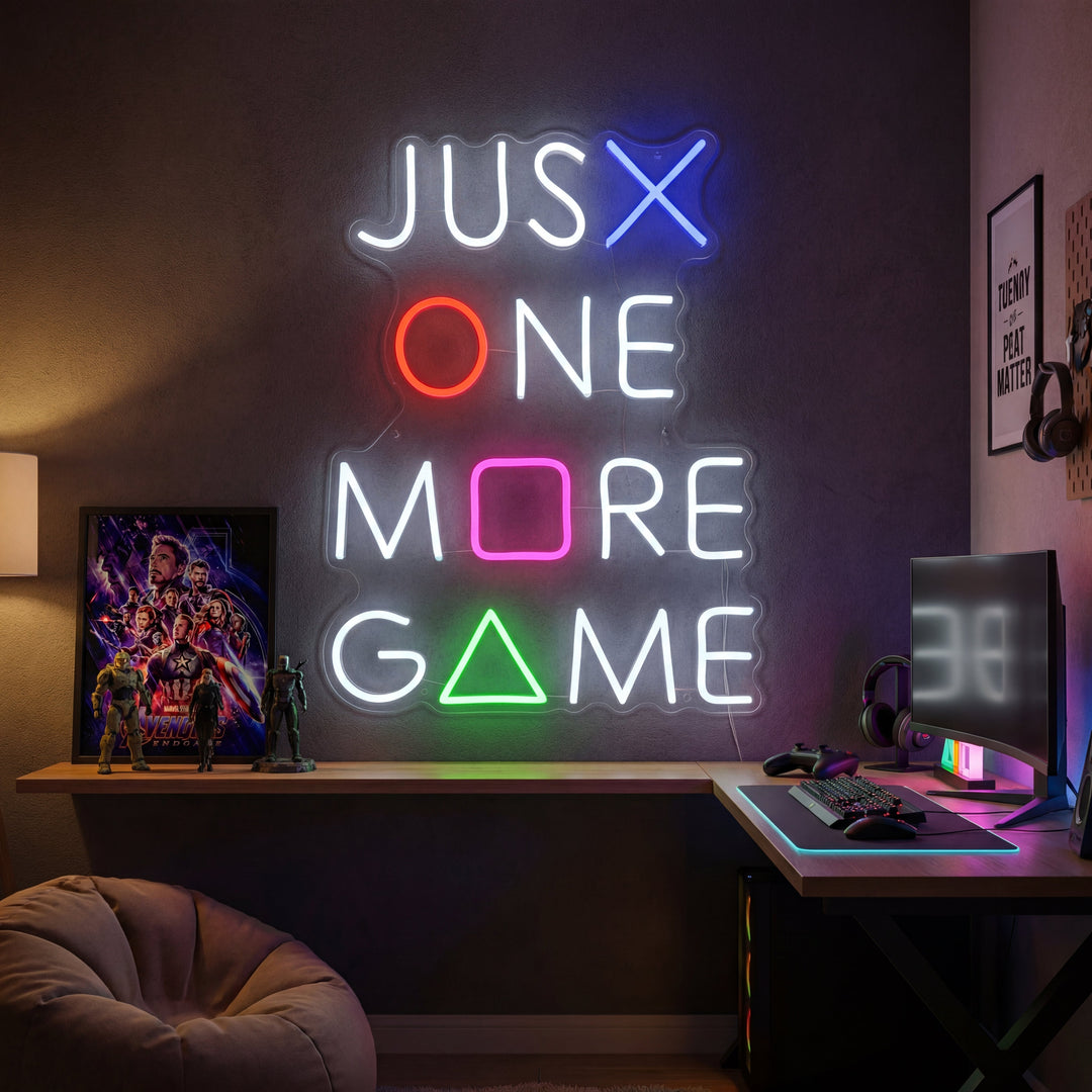 "Just One More Game, Gaming Decor" Neon Sign