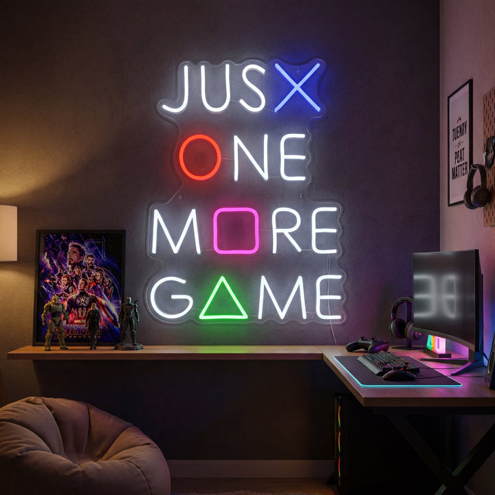 "Just One More Game, Gaming Decor" Neon Sign