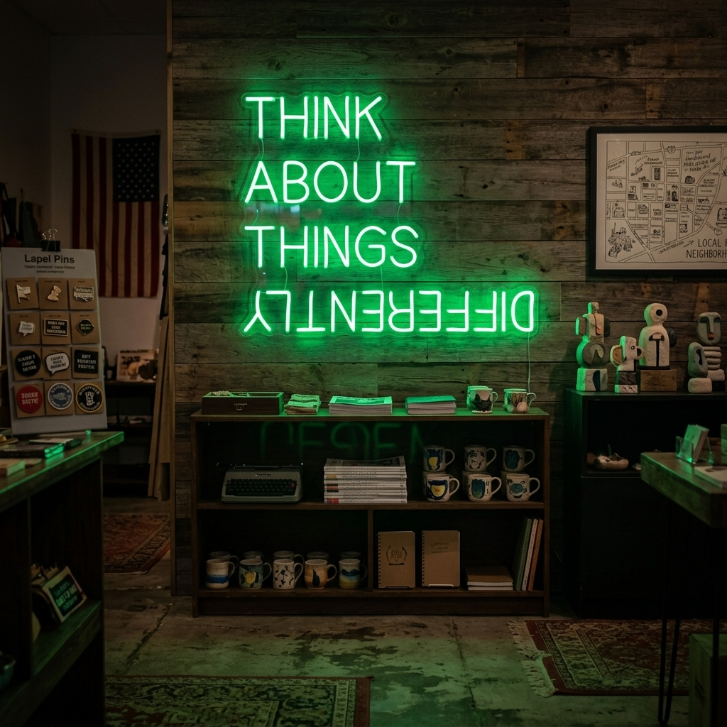"Think About Things Differently" Neon Sign