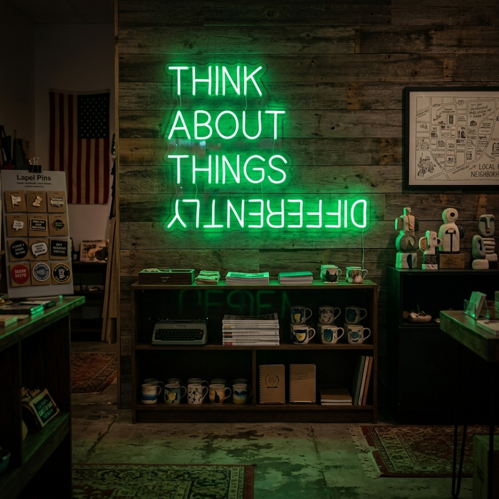 "Think About Things Differently" Neon Sign