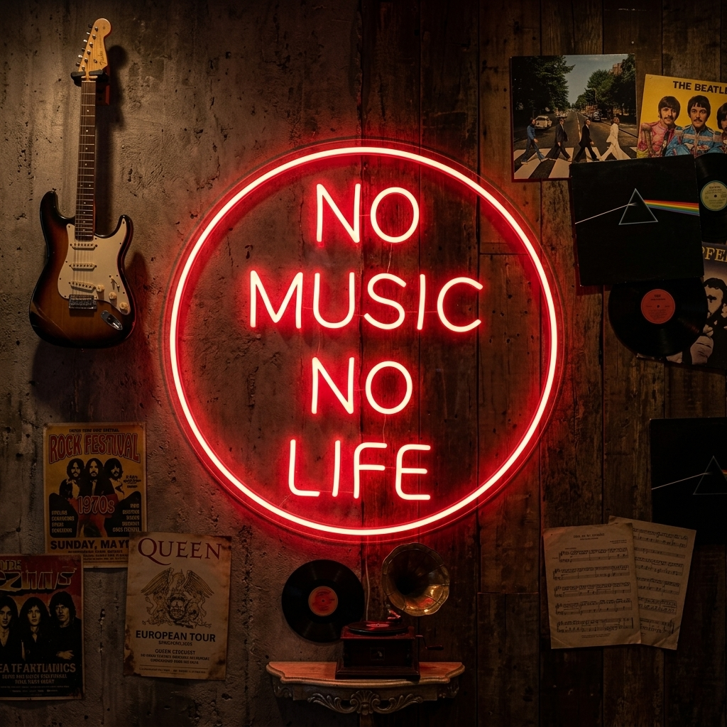 "No Music No Life" Neon Sign