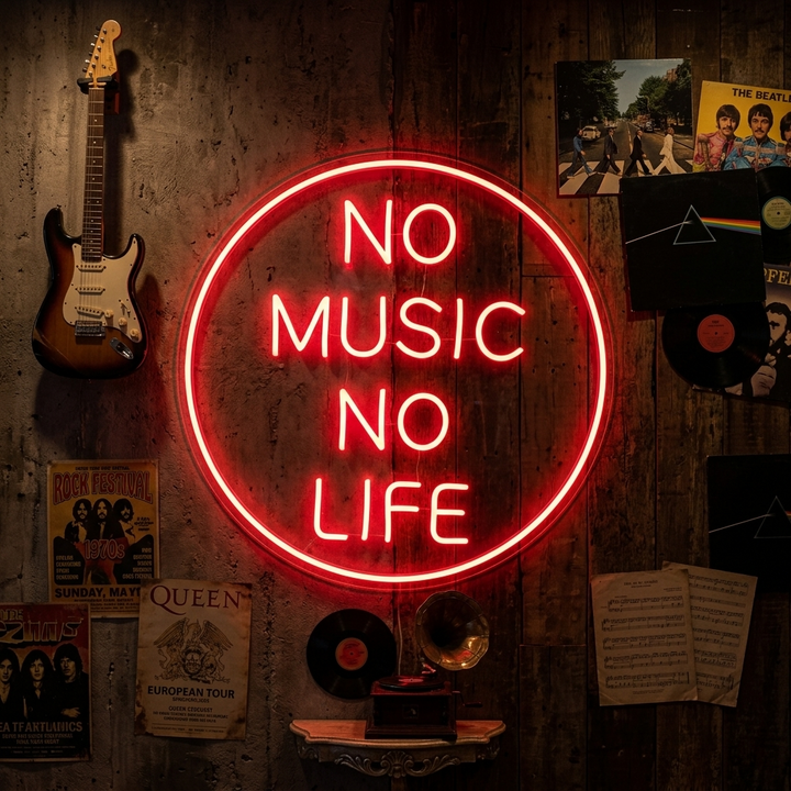 "No Music No Life" Neon Sign