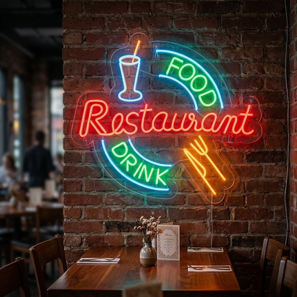 "Food And Drink Restaurant" Neon Sign