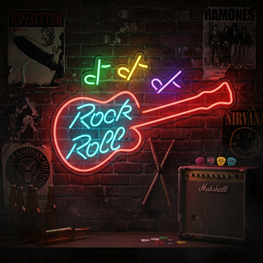 "Rock Roll" Neon Sign