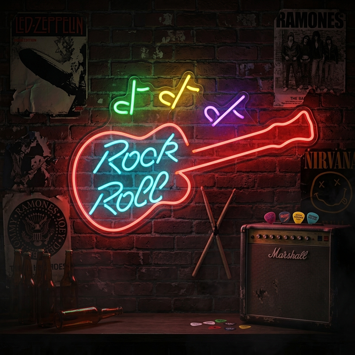"Rock Roll" Neon Sign