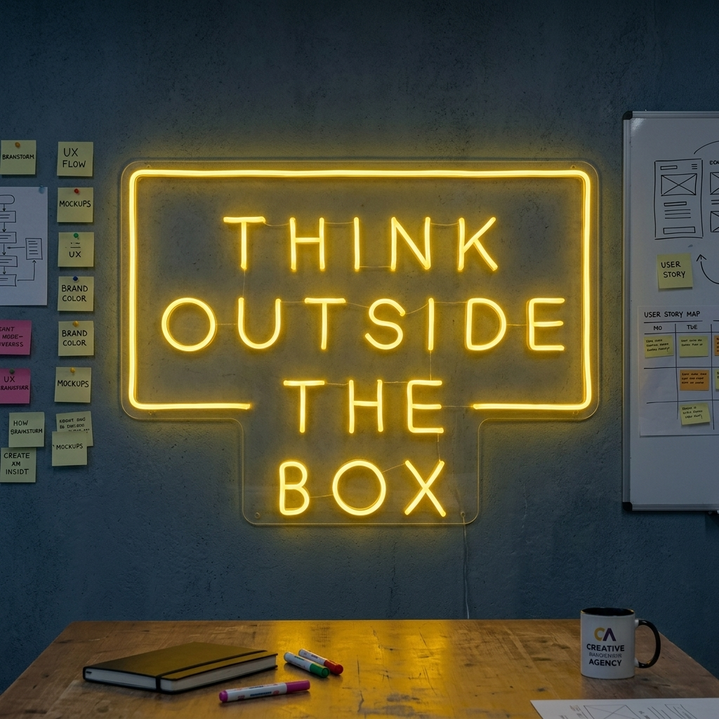 "Think Outside The Box" Neon Sign