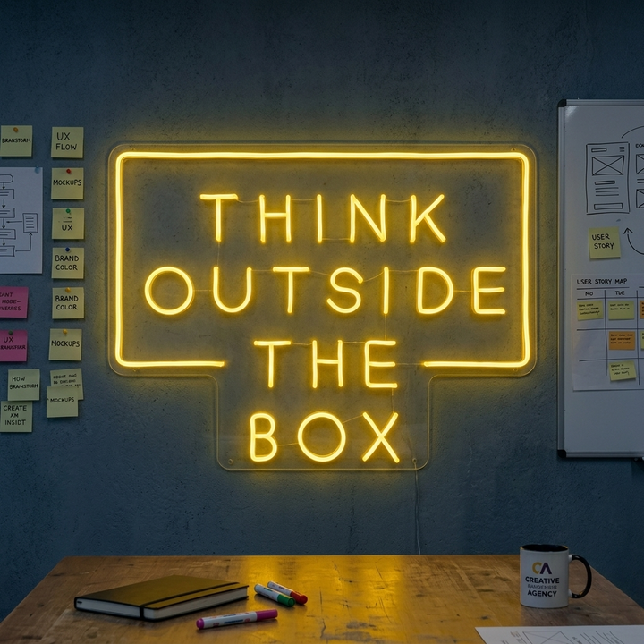 "Think Outside The Box" Neon Sign