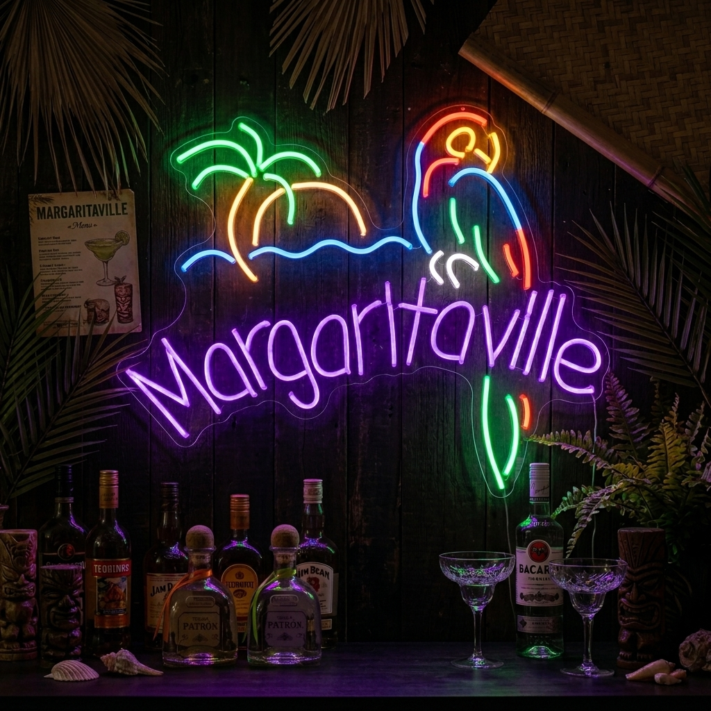 "Jimmy Buffett Margaritaville Paradise Parrot Beer" Neon Sign