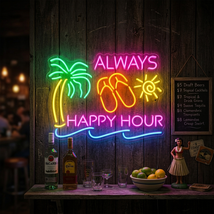 "Always Happy Hour" Neon Sign