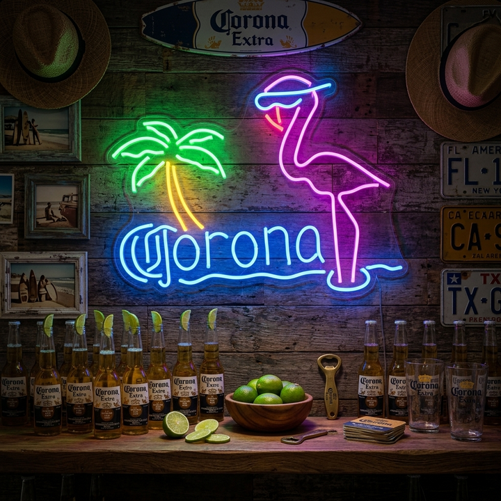 Corona Extra Pink Flamingo Neon Sign