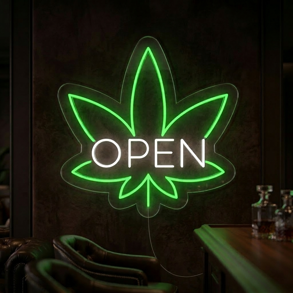 "Weed Open Liquid Bar" Neon Sign