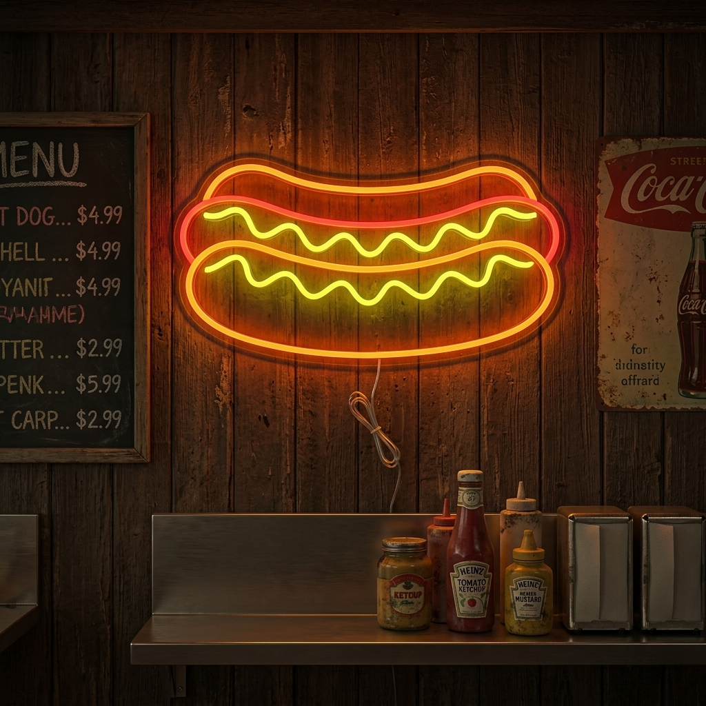 "Hotdog Hot Dog Restaurant Food" Neon Sign