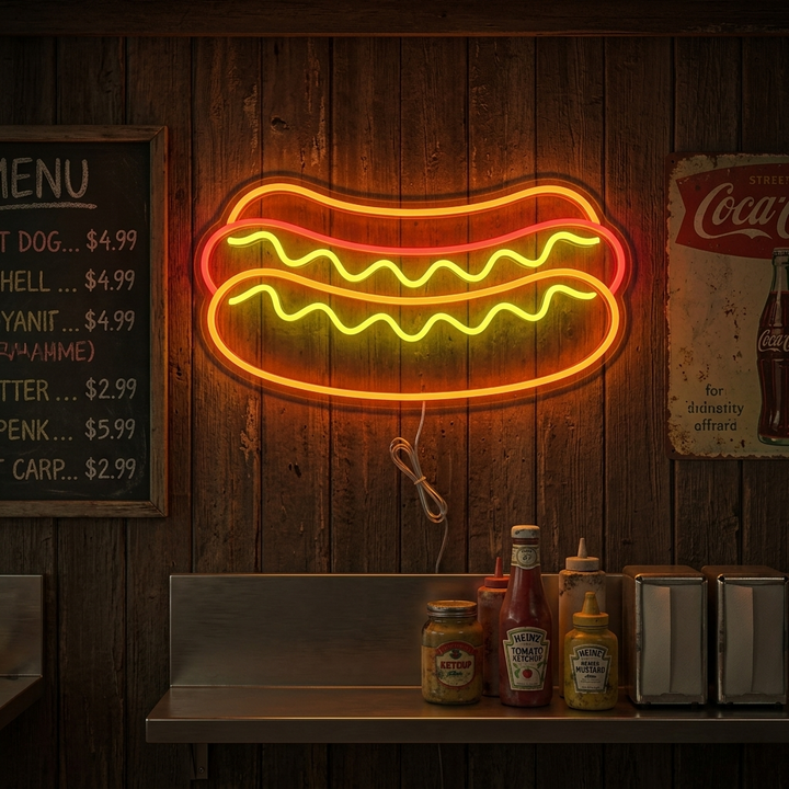 "Hotdog Hot Dog Restaurant Food" Neon Sign