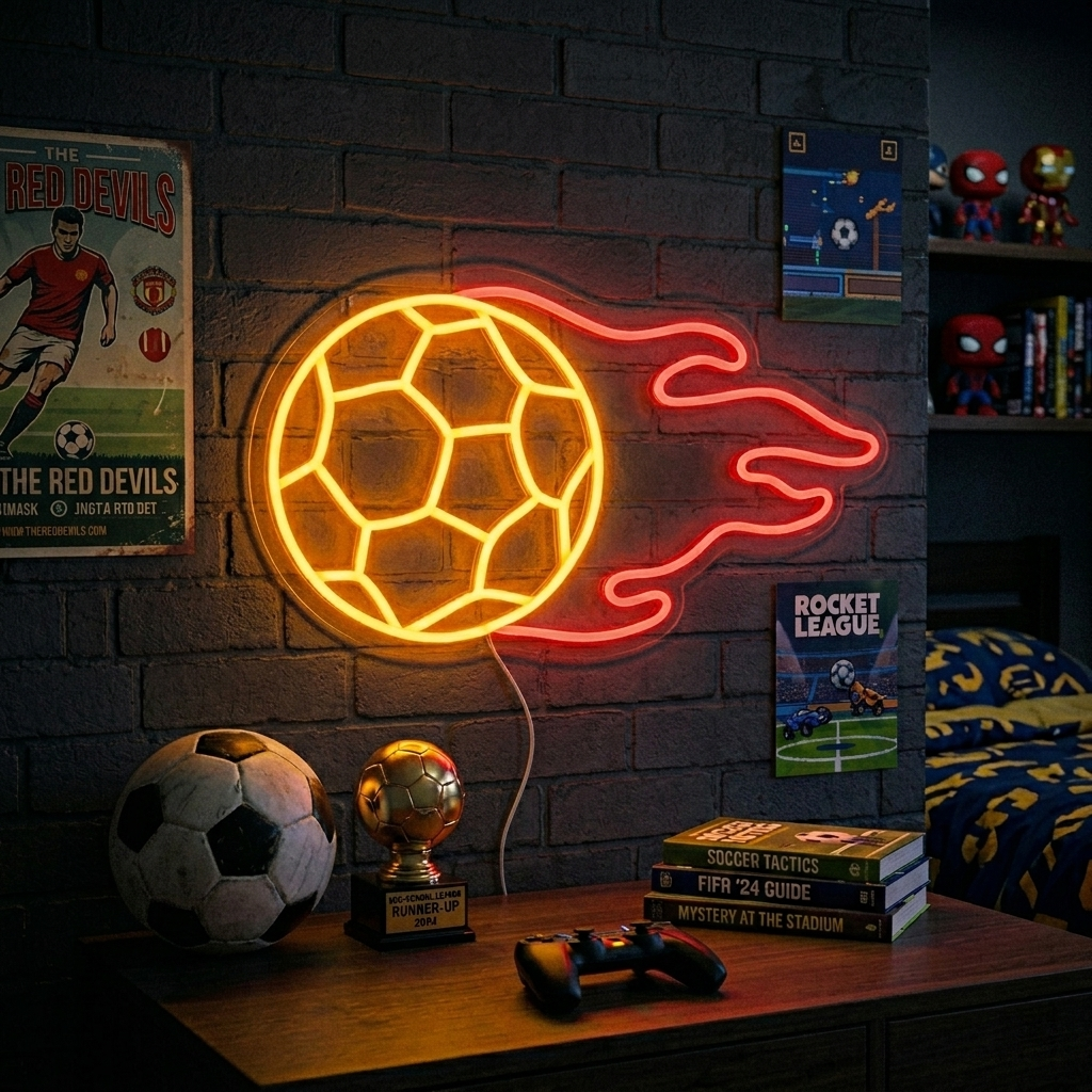 "Football with Flame" Neon Sign