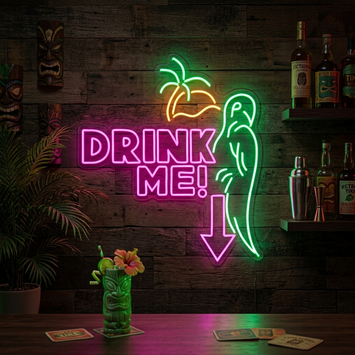 "Cheers Drink Me Parrot" Neon Sign