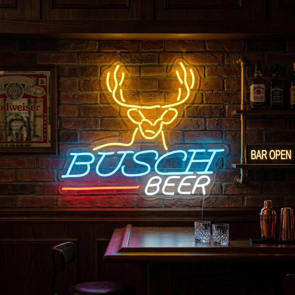 "Deer Head Beer & Bar" Neon Sign