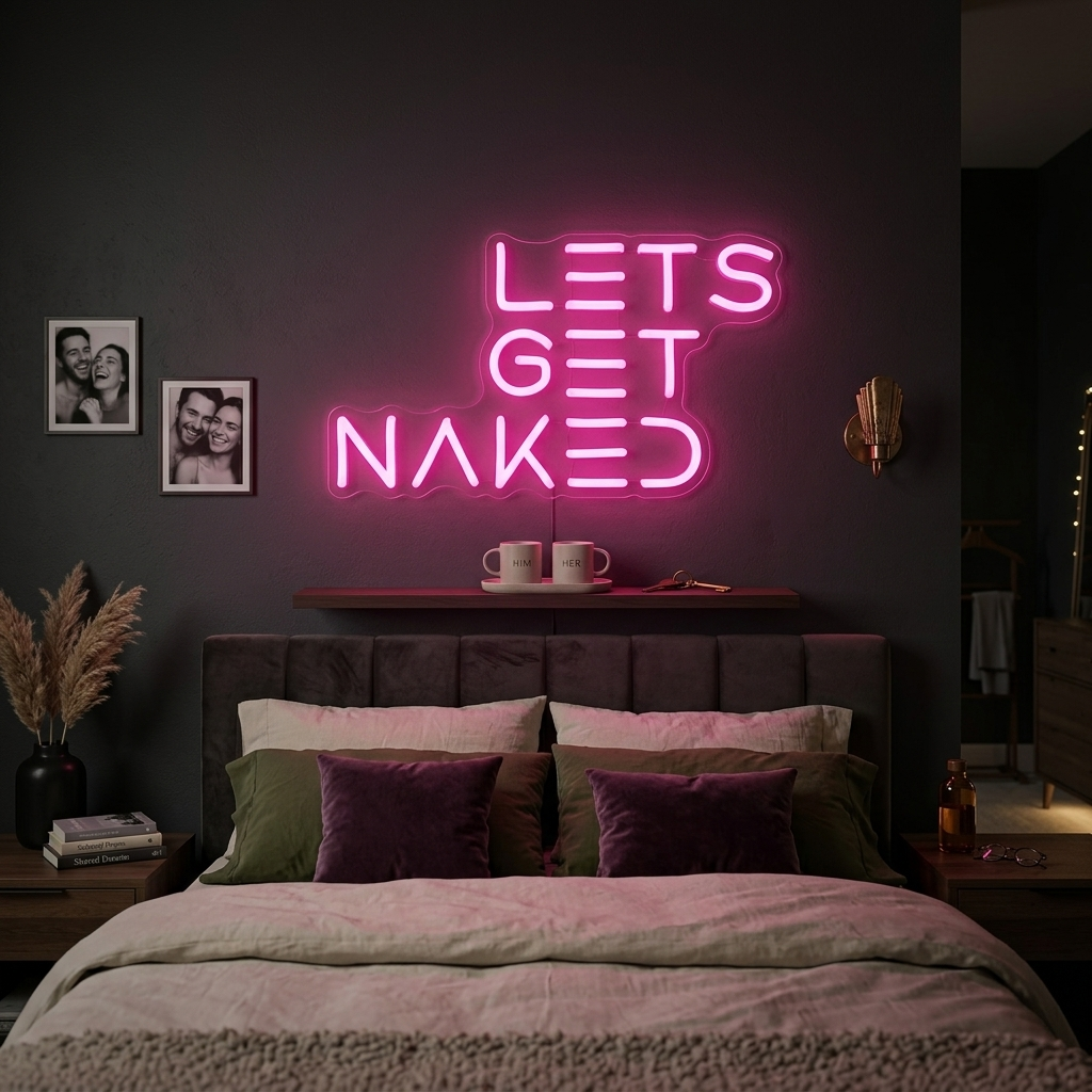"Lets Get Naked Bathroom" Neon Sign
