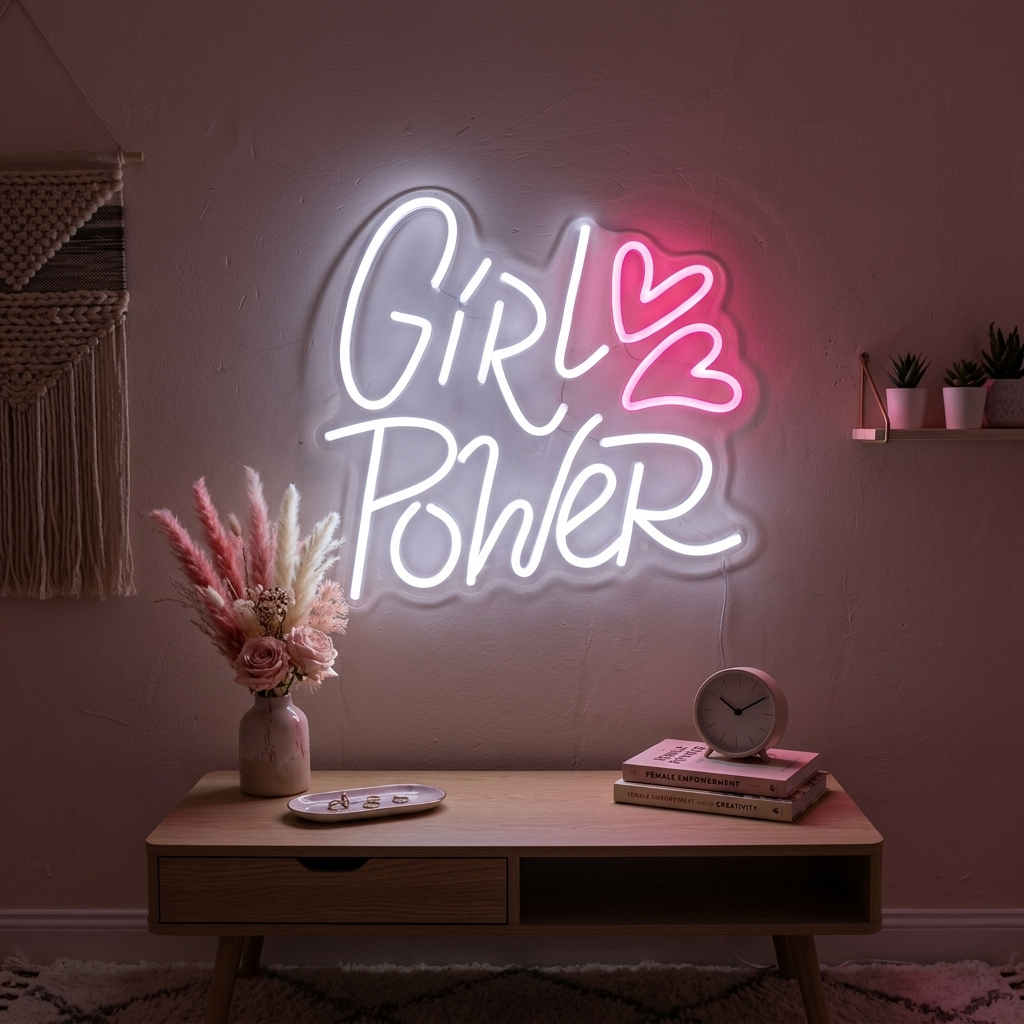 "Girl Power Hearts" Neon Sign