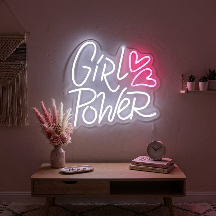 "Girl Power Hearts" Neon Sign