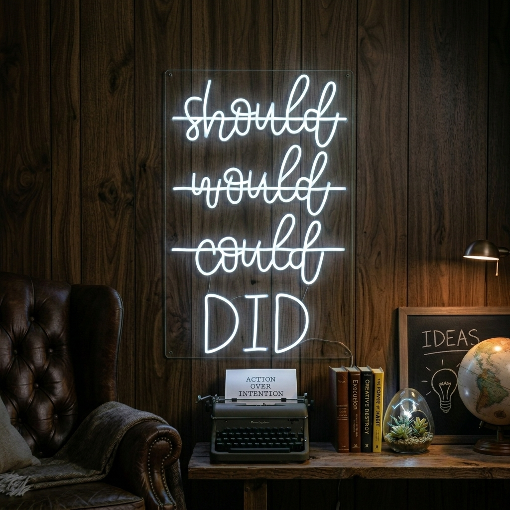 "Should Would Could Did" Neon Sign