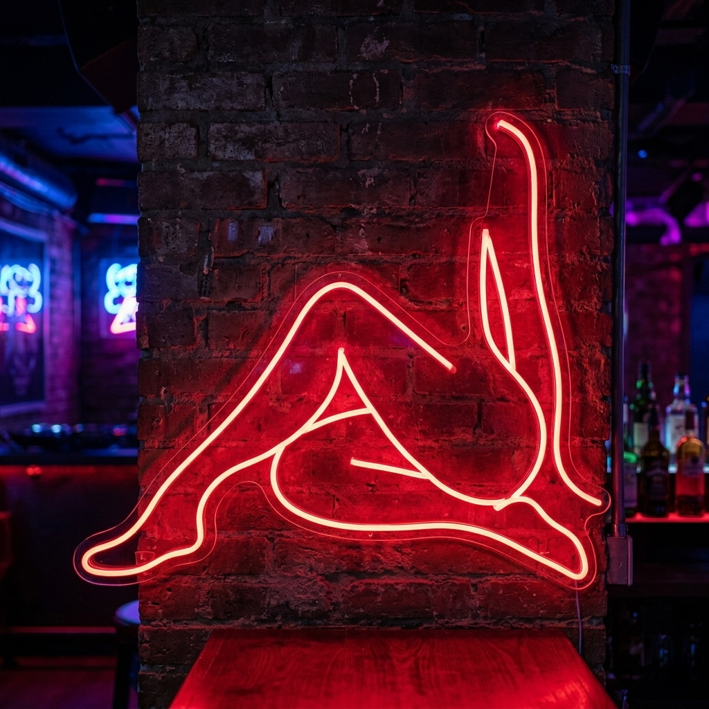 "Nude Girl Sitting in An Elegant Pose" Neon Sign