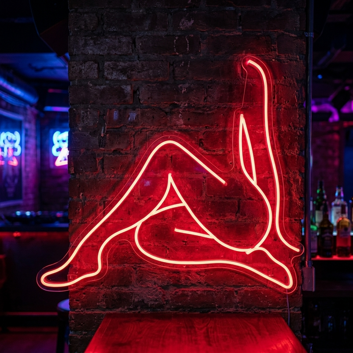 "Nude Girl Sitting in An Elegant Pose" Neon Sign